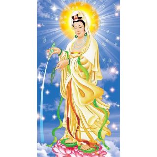 Tranh đính đá Phật quan thế âm bồ đứng trên tòa sen 88661