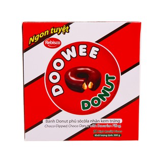 Bánh phủ sô cô la nhân kem trứng Doowee Donut hộp 300g