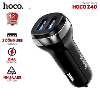 Tẩu sạc Hoco Z40 2 cổng USB Dùng Trên Xe Hơi/Ô tô/oto-Cổng Khe Cắm Cho SSUNG i PHÔN Huawei Vivo Oppo LG Lenovo