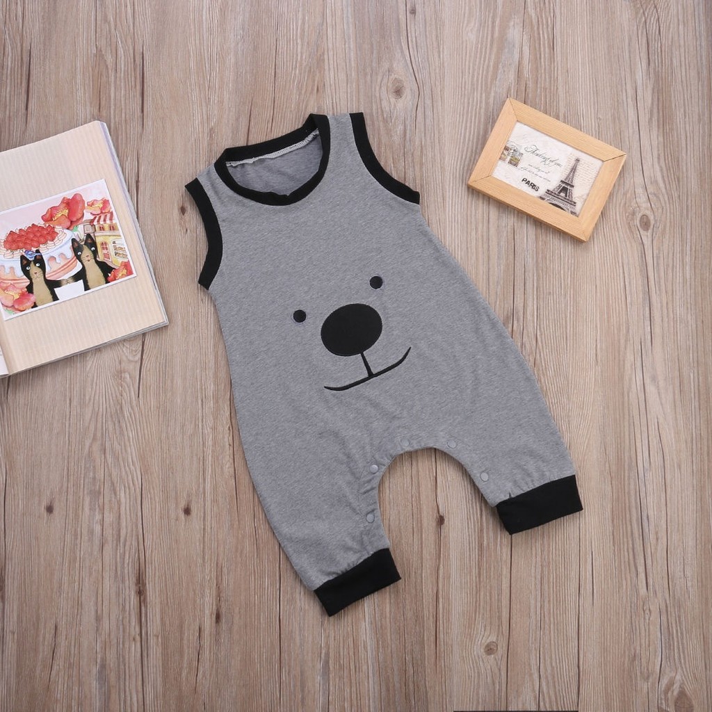 ღ♛ღHot Summer Cute Baby Boys Bear Clothes Sleeveless Bodysuit Jumpsuit Romper Outfits