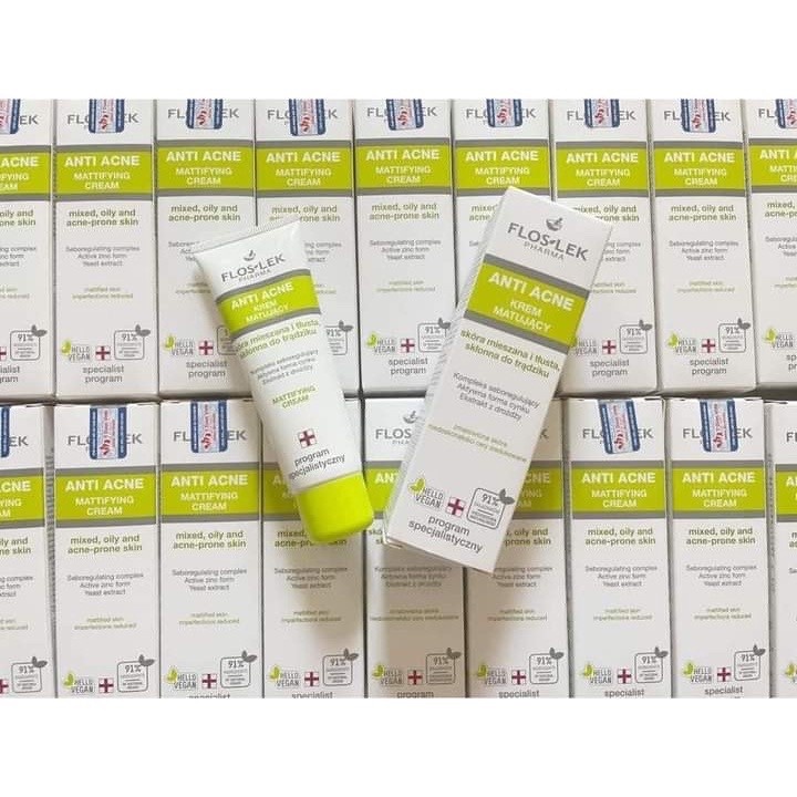 Kem Dưỡng Kiểm Soát Dầu Mụn và Điều Tiết Nhờn Floslek Anti Acne Mattifying Cream 50mL