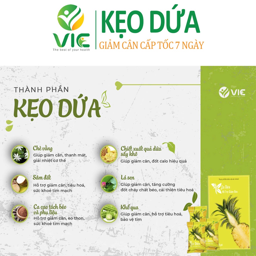 Kẹo Dứa giảm cân nhanh cấp tốc giảm béo hiệu quả detox VIC organic không phải là thuốc giảm cân