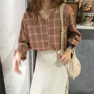 (HÀNG ORDER) ÁO SƠ MI CARO CỔ V 2018
