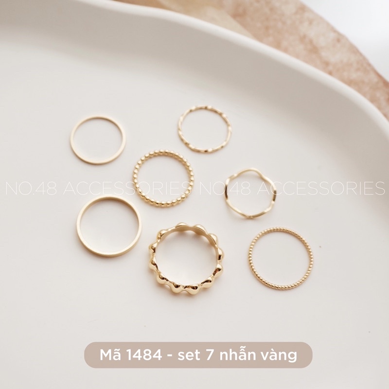 Set Nhẫn Hợp Kim Mạ Vàng/Bạc Phong Cách Hàn Quốc No48