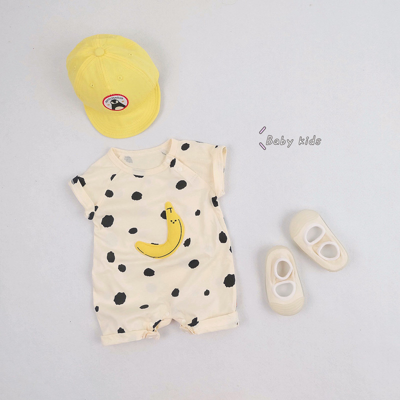 Bộ Áo Liền Quần In Họa Tiết Trái Chuối Đáng Yêu Dành Cho Các Bé