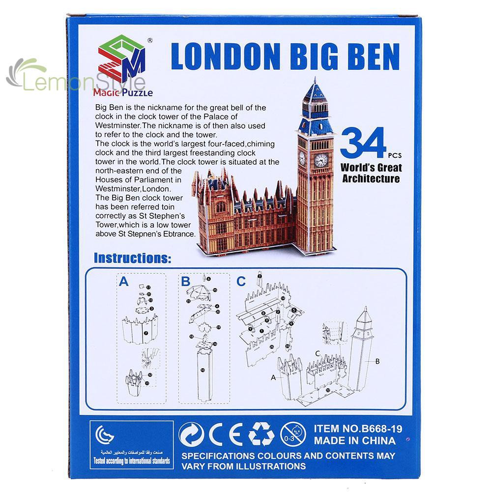 Bộ đồ chơi lắp ghép mô hình tháp Big Ben 3D DIY cho bé