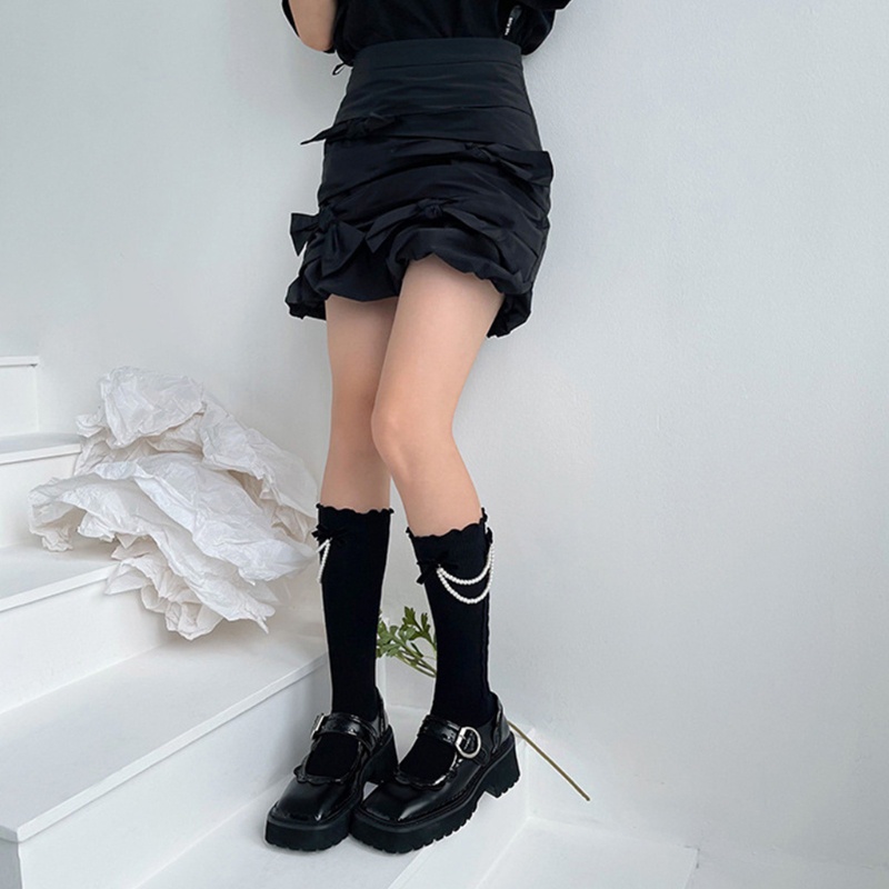 Youyo Vớ Bắp Chân Phối Bèo Đính Nơ Và Ngọc Trai Giả Phong Cách Harajuku Nhật Bản Ngọt Ngào Cho Nữ