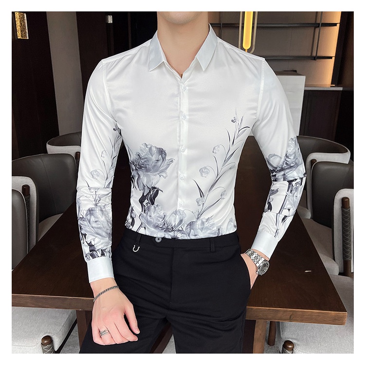 Áo sơ mi nam dài tay họa tiết xu hướng thời trang HALLA áo sơ mi kiểu công sở hàn quốc đẹp