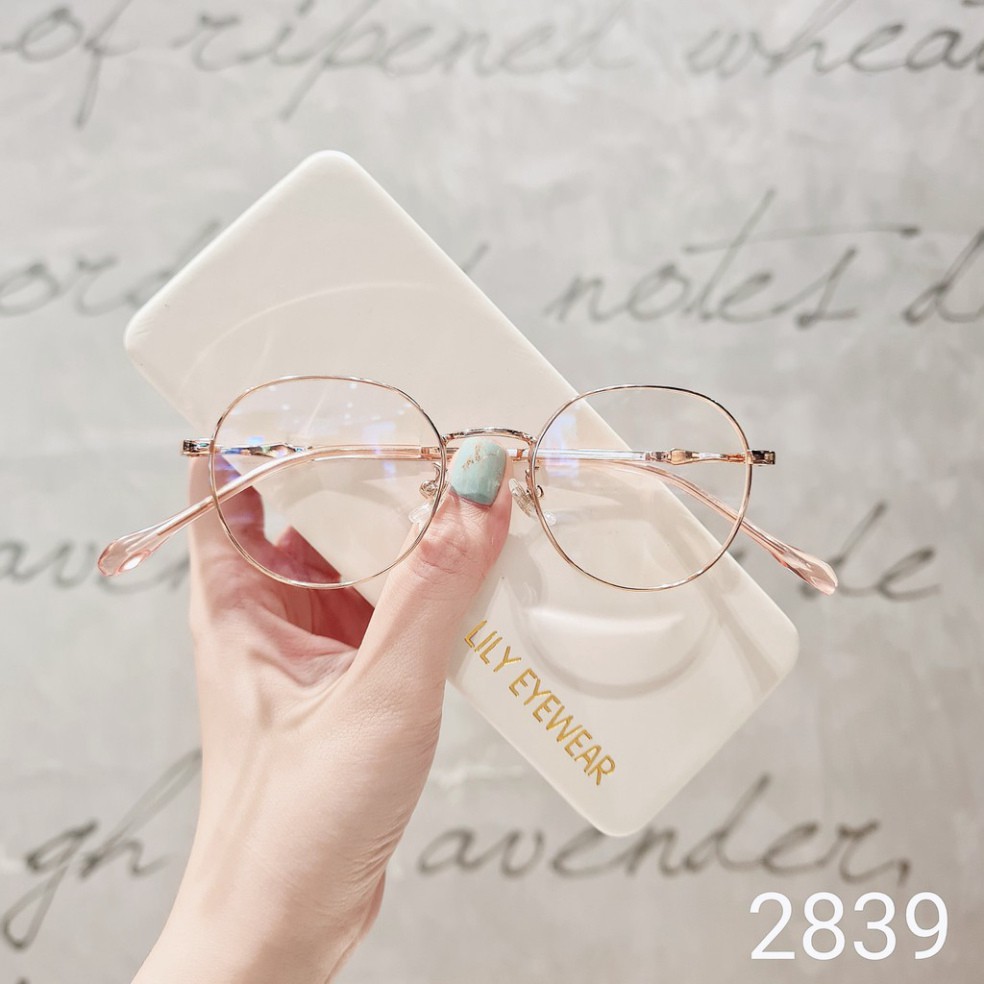 Gọng kính cận nam nữ Lilyeyewear mắt tròn kim loại siêu nhẹ phù hợp mặt nhỏ 2839