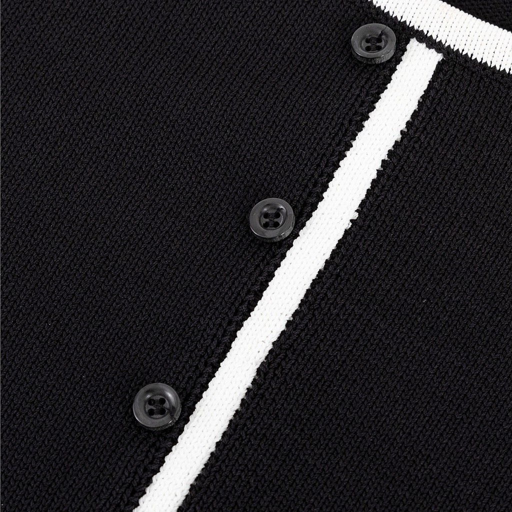 Áo croptop len ngắn tay đen viền trắng tingoan TRACY TOP/BL | BigBuy360 - bigbuy360.vn