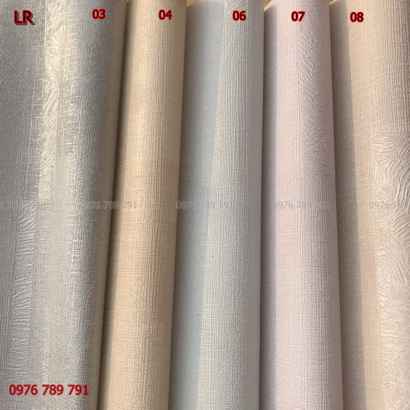 Giấy Dán Tường Phòng Ngủ Màu Xám, Vàng, Xanh, Lụa Không Keo, Khổ 10m x 53 cm