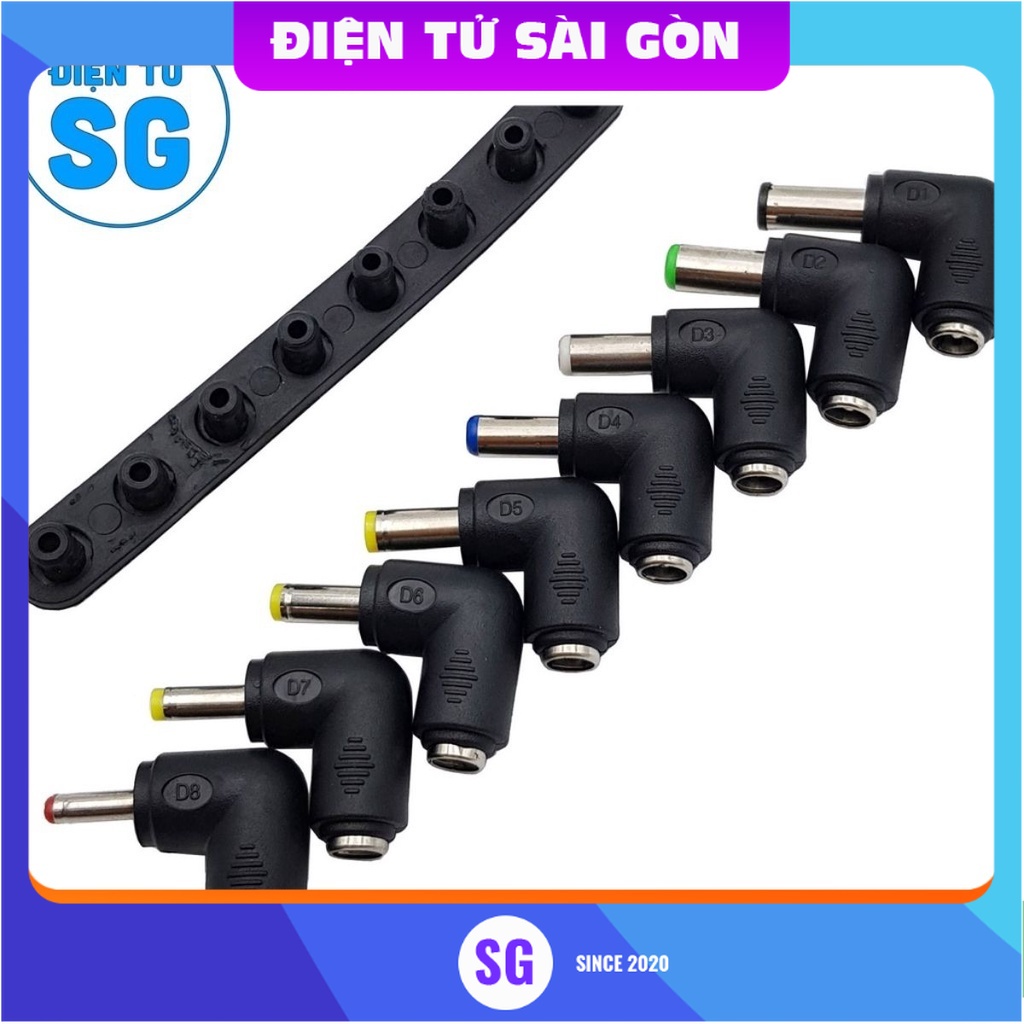 Bộ đầu chuyển đổi từ jack DC 5.5x2.1mm 8 đầu thẳng - 8 đầu vuông góc - 10 đầu thẳng