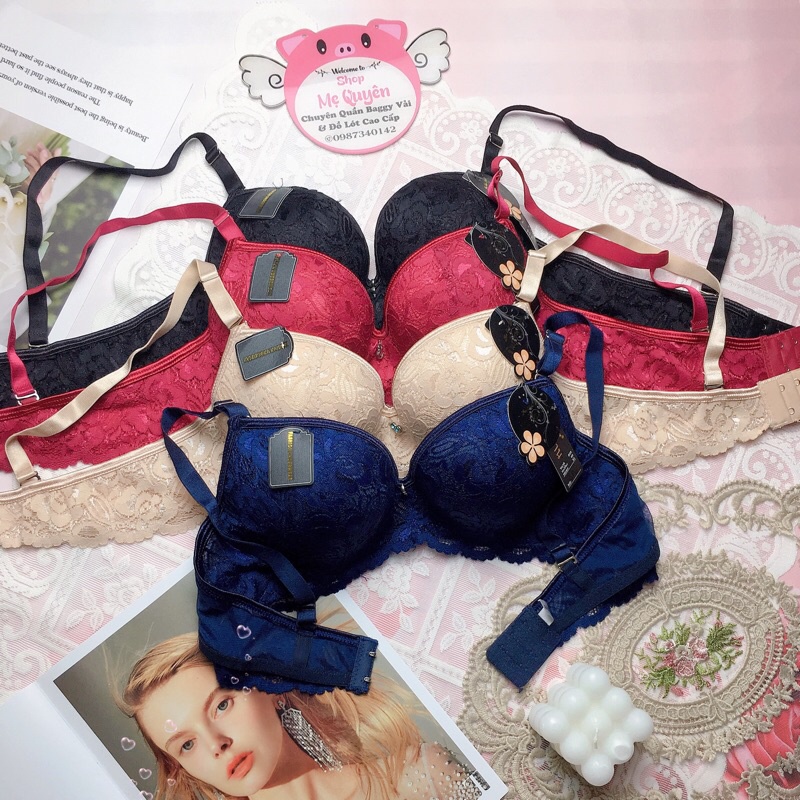 Áo lót ren nữ Thái Lan mút vừa 2,5cm có gọng mềm, hoạ tiết ren độc đáo nâng ngực tròn đầy cho nàng