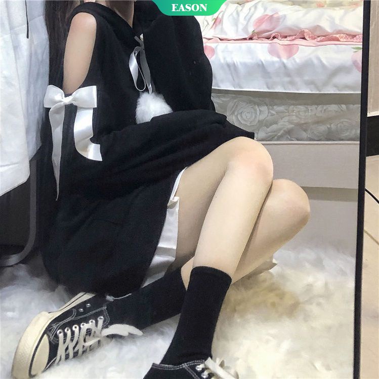 Áo Sweater Dáng Rộng Hở Vai Phối Nơ Thời Trang Thu Đông 2022
