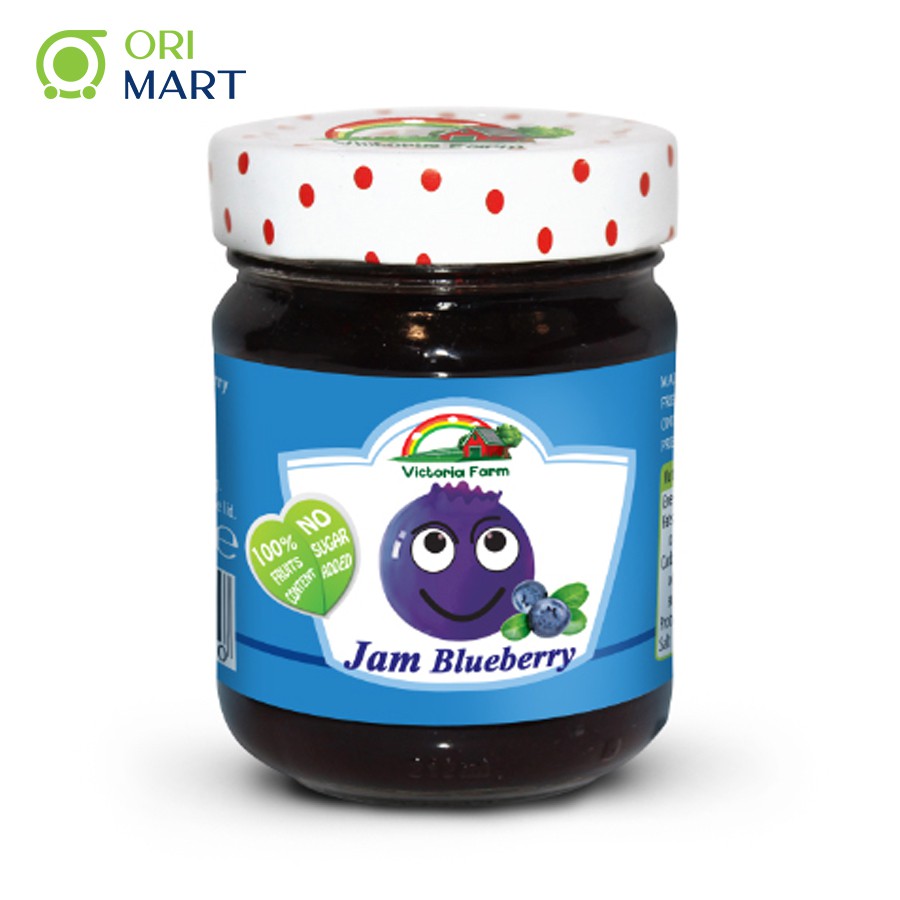 Victoria farm NO SUGAR Blueberry jam 100% fruits 220g - Mứt việt quất Victoria Farm Jam Blueberry 220g