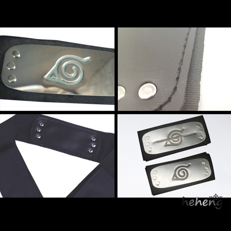 Băng Đô Hóa Trang Ninja Với Logo Làng Lá Mạ Kim Loại Dạ Quang