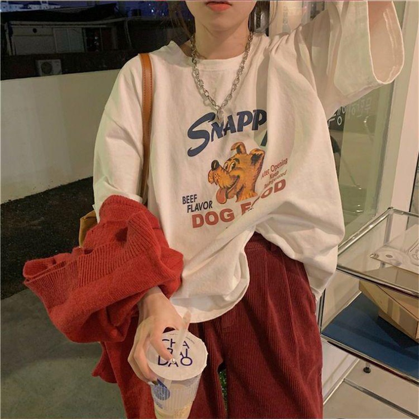 NRVP Áo Thun Nữ Oversize Cổ Tròn Thời Trang Hàn Quốc