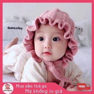 Mũ len hoa bé gái