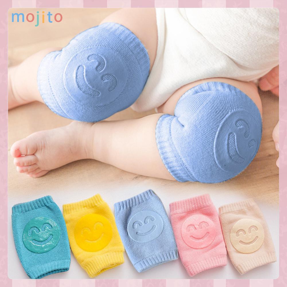 (Hàng Mới Về) 1 Cặp Đệm Đầu Gối In Hình Mặt Cười Bằng Cotton Cho Trẻ Sơ Sinh Tập Bò