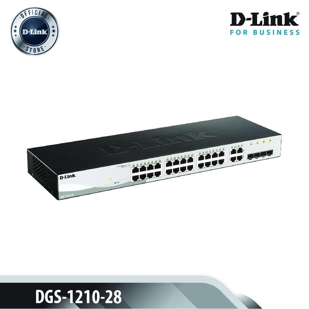 D-LINK DGS-1210-28 - Bộ chia cổng mạng 28 cổng 24 x 10/100/1000Mbps + 4 x Gigabit RJ45/SFP