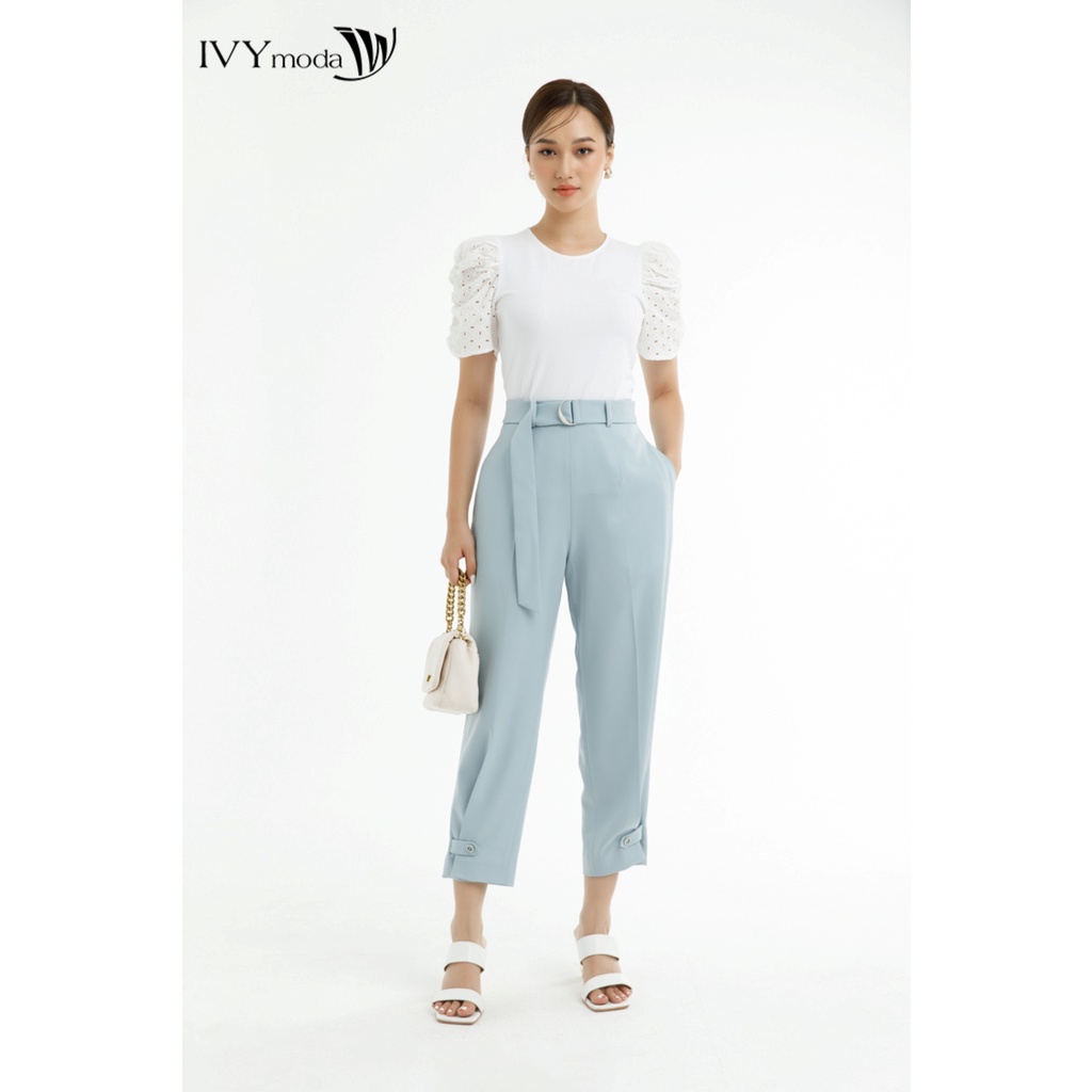 Quần baggy nữ phối đai IVY moda MS 22B9260