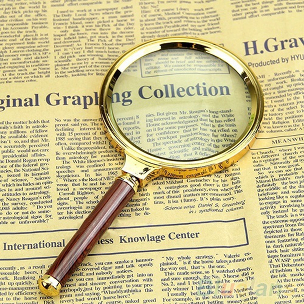 Kính lúp 10x 60mm / 70mm / 80mm / 90mm có tay cầm bằng gỗ tiện dụng