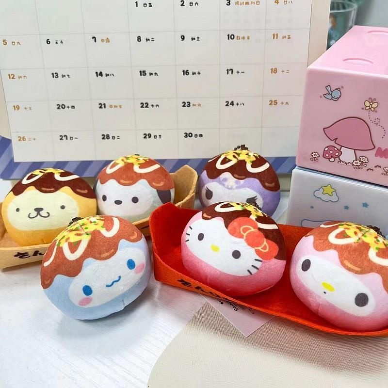 Gấu bông dạng thuyền takoyaki Sanrio dễ thương 3 cục takoyaki mochi tháo rời cinnamoroll kuromi