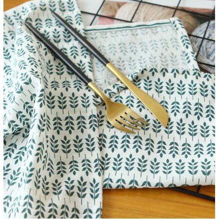 Khăn trải bàn vải cotton chịu nhiệt họa tiết lá cây trang nhã