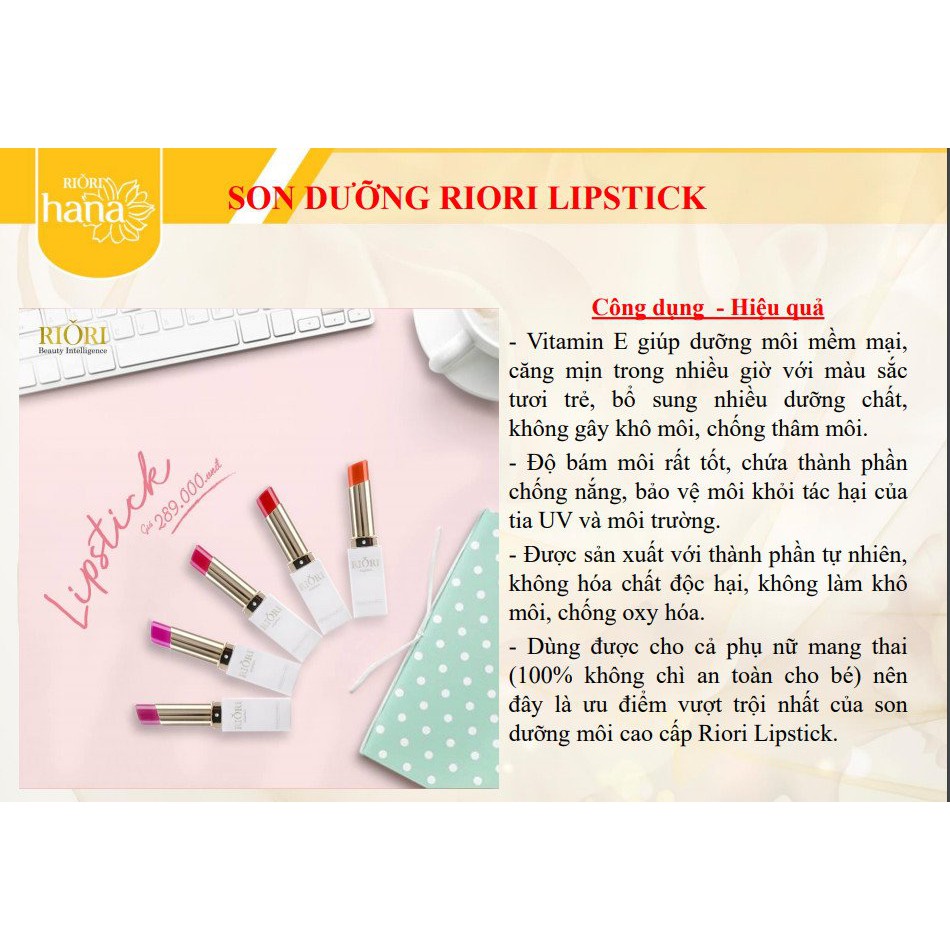 Son Dưỡng Làm Hồng Ngừa Khô Ráp Môi RIORI LIPSTICK 4.5g