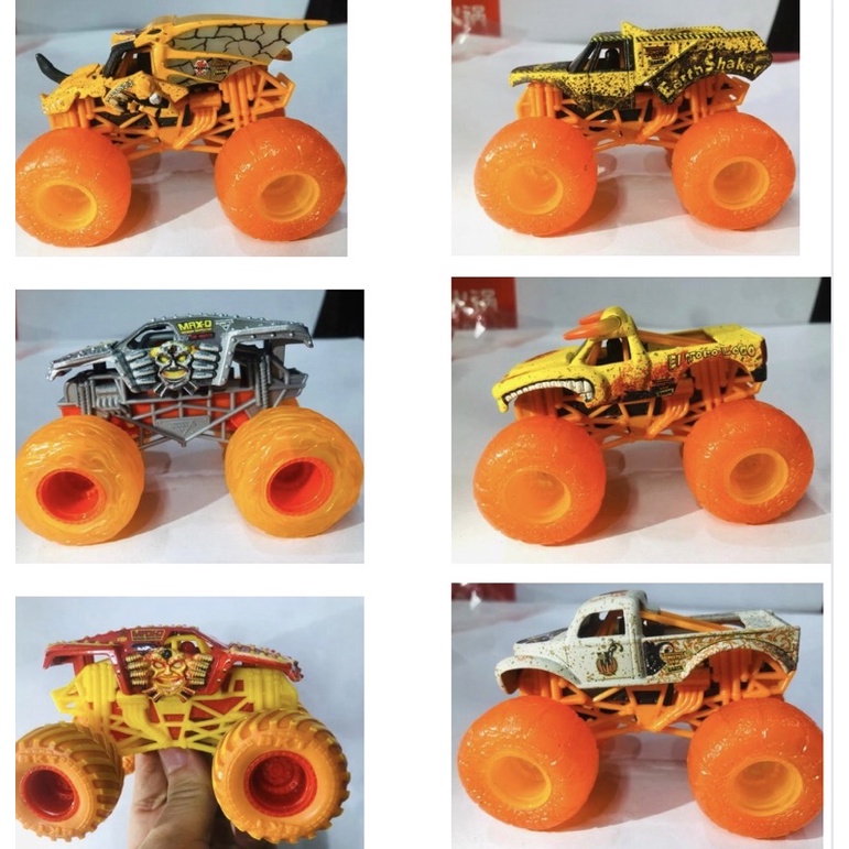 Xe Monster jam các mẫu bánh và xe màu cam độc size 1:64