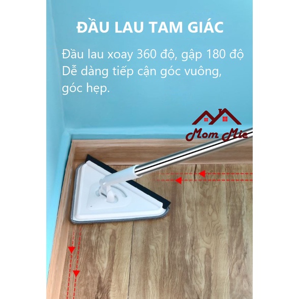 Cây lau đa năng, cây lau kính cán dài 1m9 - 3 kiểu đầu lau - D007