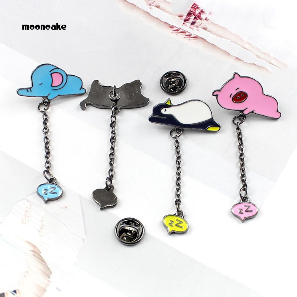 Ghim cài áo hình heo/mèo đang ngủ thời trang unisex