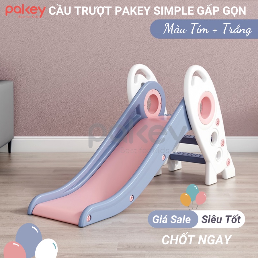 Cầu trượt cho bé gấp gọn đủ 3 màu Hồng xanh trắng, có sẵn nhựa nguyên sinh HDPE an toàn