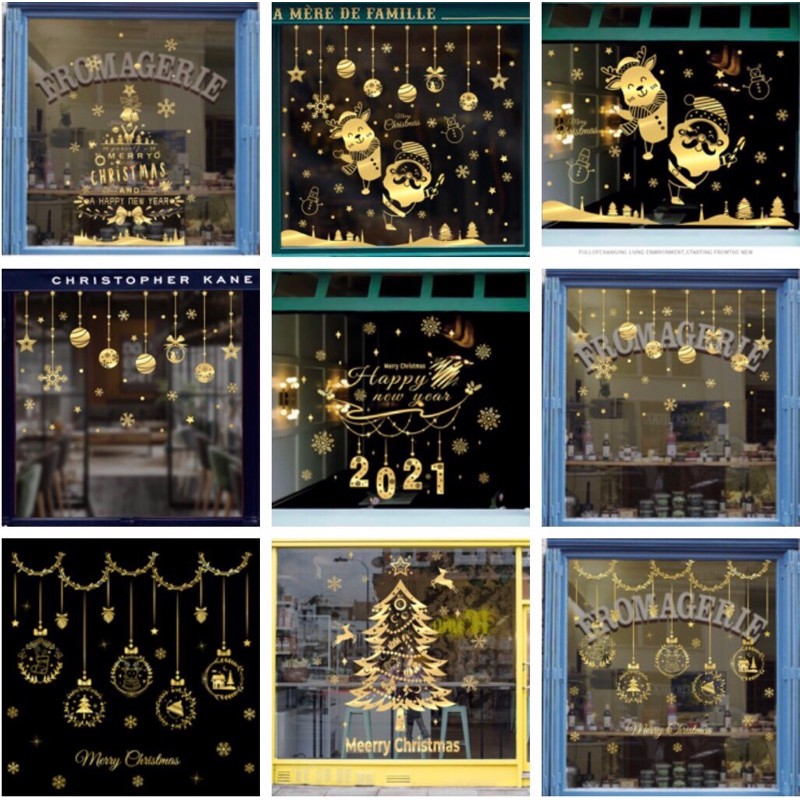 Decal trang trí Noel Nhiều mẫu cao cấp ánh vàng khách tự chọn