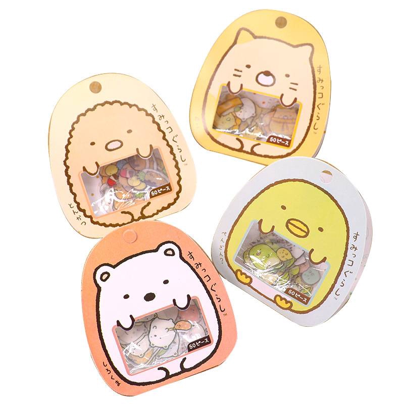 Nhãn dán chống thấm nước dùng trang trí đẹp mắt DIY Môt gói 50 miếng sticker Nhãn dán trang trí họa tiết hoạt hình sáng tạo cho sổ tay Sumikko Gurashi