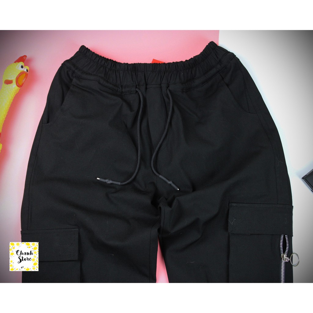 Quần Jogger  Kaki Nam Chất mix zip