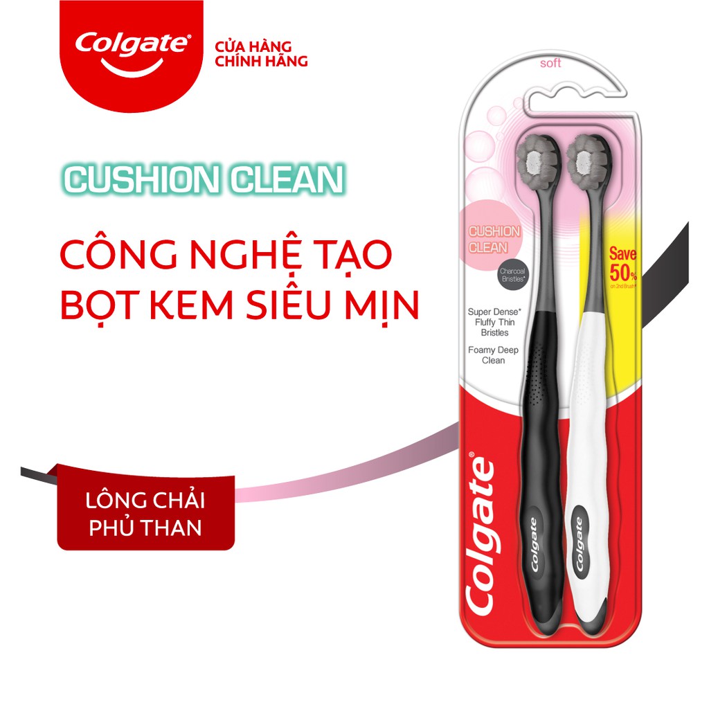 Bộ 2 Bàn chải Cushion Clean Twin Charcoal lông chải kháng khuẩn