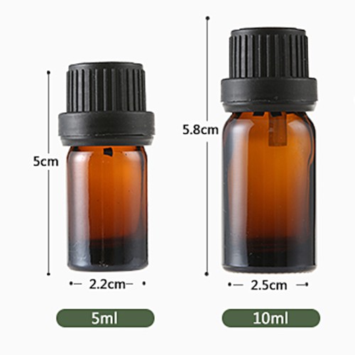 10 Chai tinh dầu thủy tinh nâu nắp đen nhỏ giọt 5ml 10ml