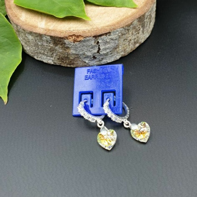 Bông tai Bạc 925 pha lê Tim cao cấp