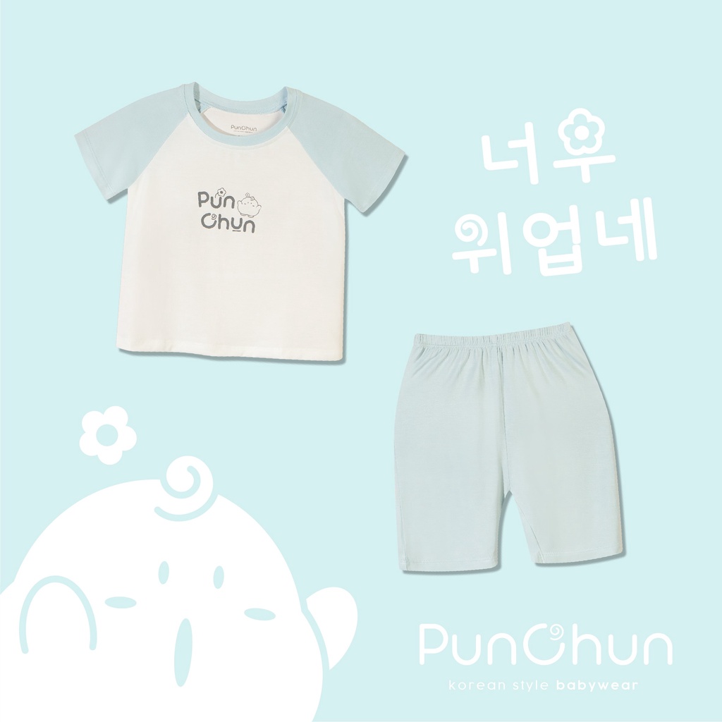 Bộ áo côc tay quàn đùi raglan coton trẻ em Punchun