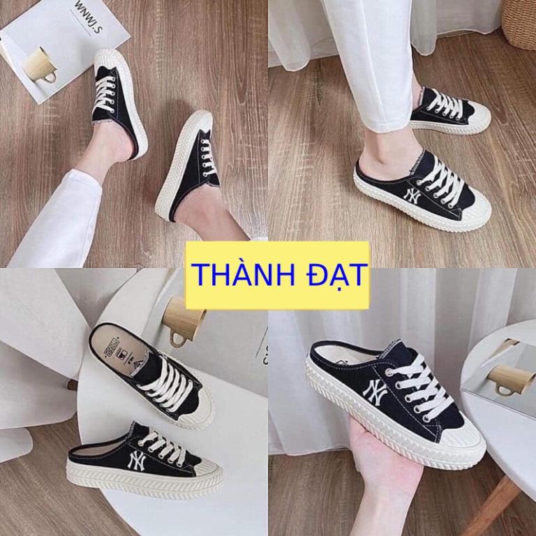Giày Sục Thể Thao Nữ Thêu chữ NY , Sục bata đạp gót đế bánh mì 3cm FORM RỘNG 🥂