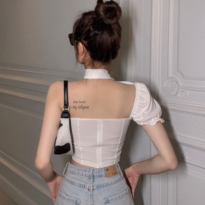 Áo Croptop Tay Phồng Thiết Kế Trễ Vai Quyến Rũ