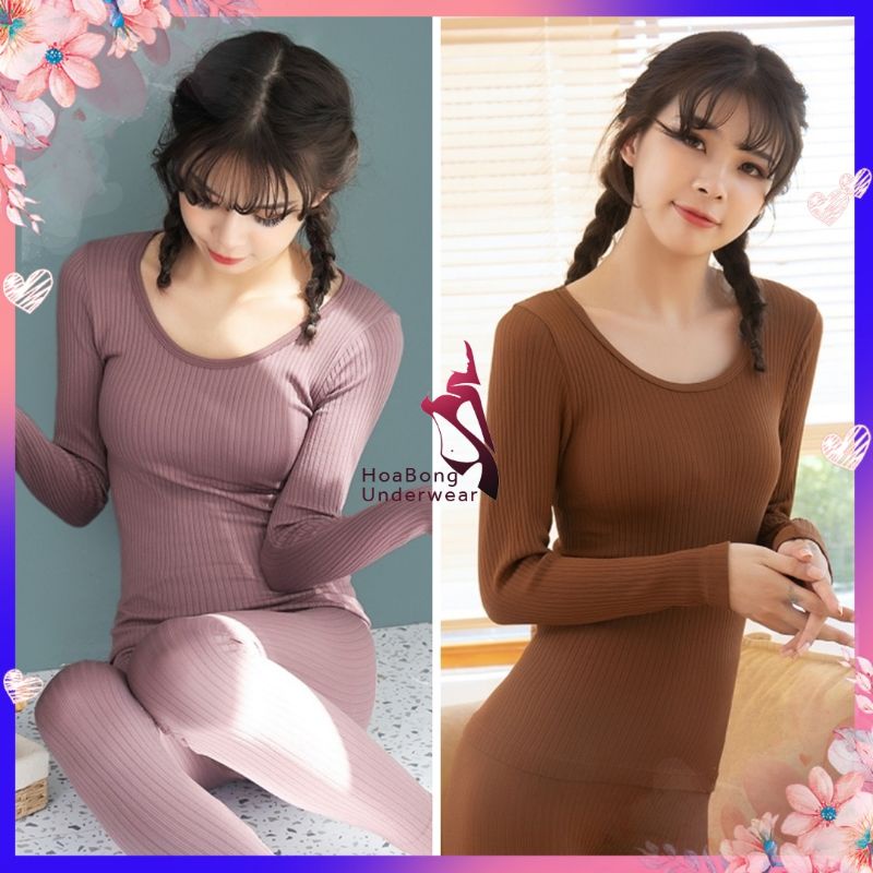 Bộ ngủ len tăm giữ ấm nhiệt,dày dặn mặc tôn dáng loại chuẩn đẹp