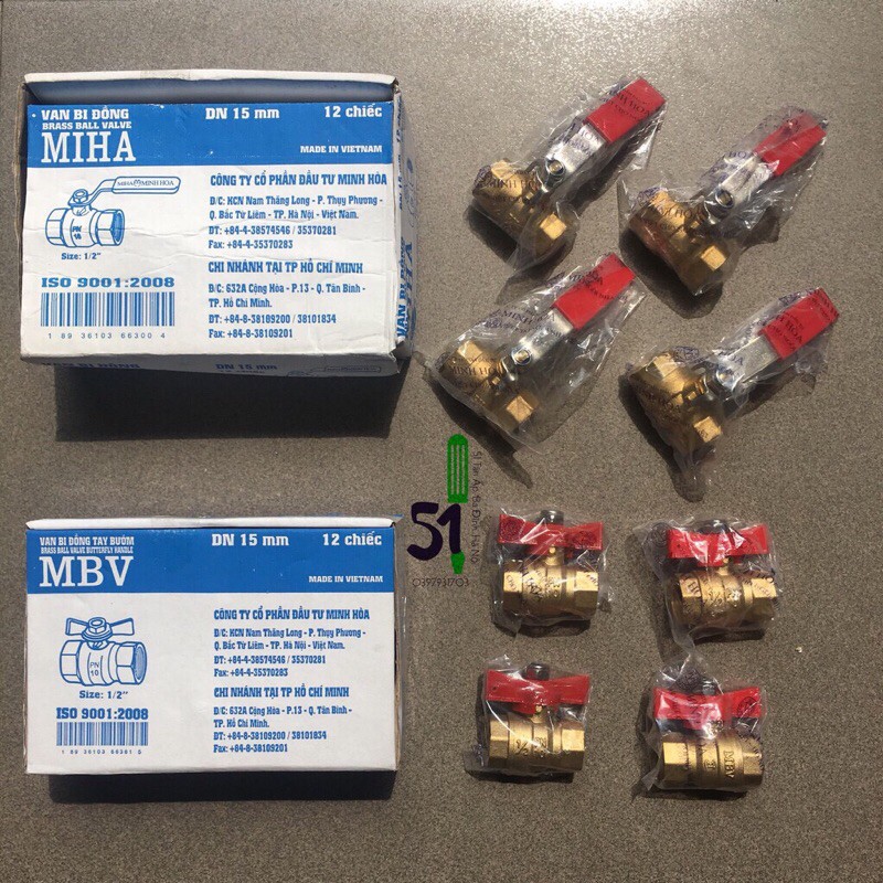 Van tay gạt ren 15 Minh Hòa, van cánh bướm ren 15