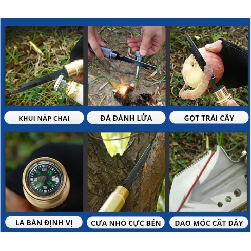Xẻng quân dụng đa năng gấp gọn làm vườn, đi phượt, dã ngoại