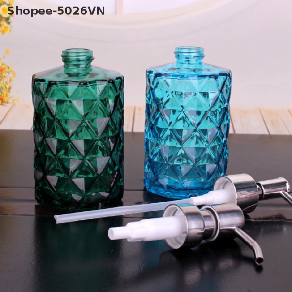 Bình Thủy Tinh Dày Đựng Dầu Gội Sữa Tắm Dạng Nhấn 350ml