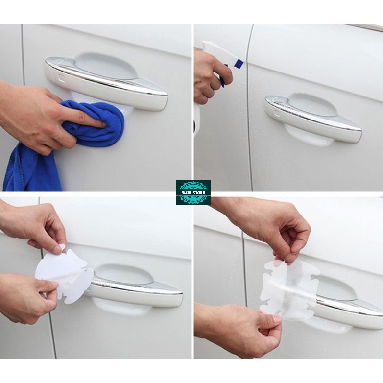 Bộ 4 Miếng Dán Hõm Cửa Xe Ô Tô, Miến Dán Tay Nắm Cửa Xe Ô Tô, Miếng Dán Chống Xước Hõm Mở Cửa