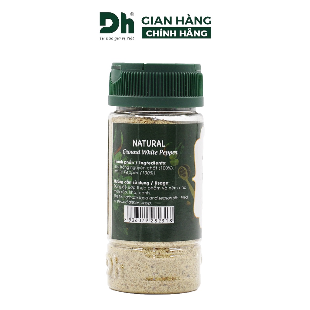 Tiêu trắng xay nguyên chất Natural DH Foods chế biến món ăn 45gr/80gr