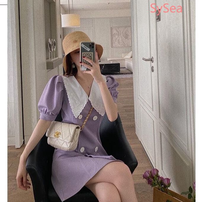 Women's Purple Short Sleeve Dress Summer Student Midi Dress | BigBuy360 - bigbuy360.vn