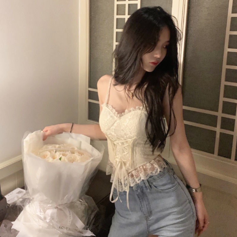 áo 2 dây áo hai dây cropto Áo Lót Ren Hai Dây Hòa Tan Trong Nước Kiểu Pháp Gợi Cảm Cho Nữ